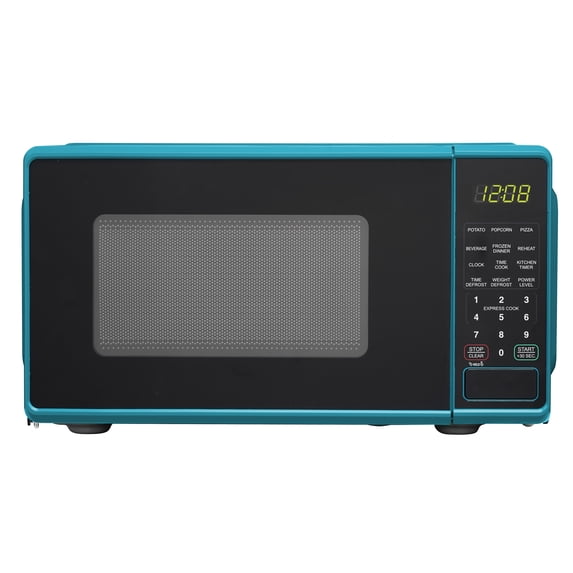 Mainstays 0.7 Cu ft Compact Countertop Microwave Oven, Teal