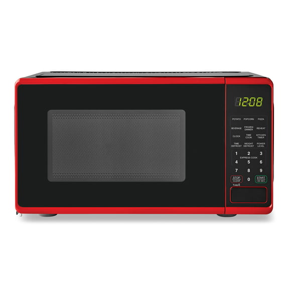 Mainstays 0.7 cu. ft. Countertop Microwave Oven, 700 Watts, Red, New