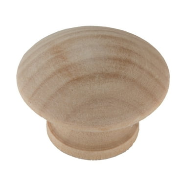 Mainstays 1-1/2" (38mm) Round Cabinet Knob, Unfinished Wood, 2 Pack