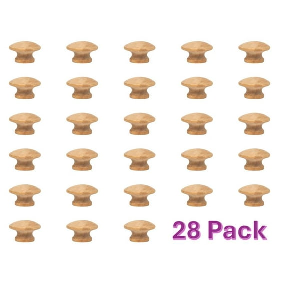 Mainstays 1-1/2" (38mm) Round Cabinet Knob, Unfinished Wood, 28 Pack