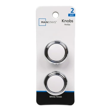 Mainstays 1-1/4" (32mm) (2.2oz) Classic Cabinet Knob, Chrome and White, 2 Pack