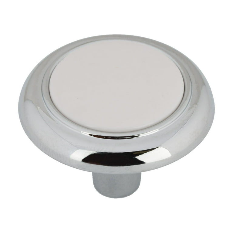 Classic 1-1/4 in. (32mm) Polished Chrome with White Ceramic Insert Round Cabinet Knob Classic 1-1/4 in. (32mm) Polished Chrome with White Ceramic Insert Round Cabinet Knob