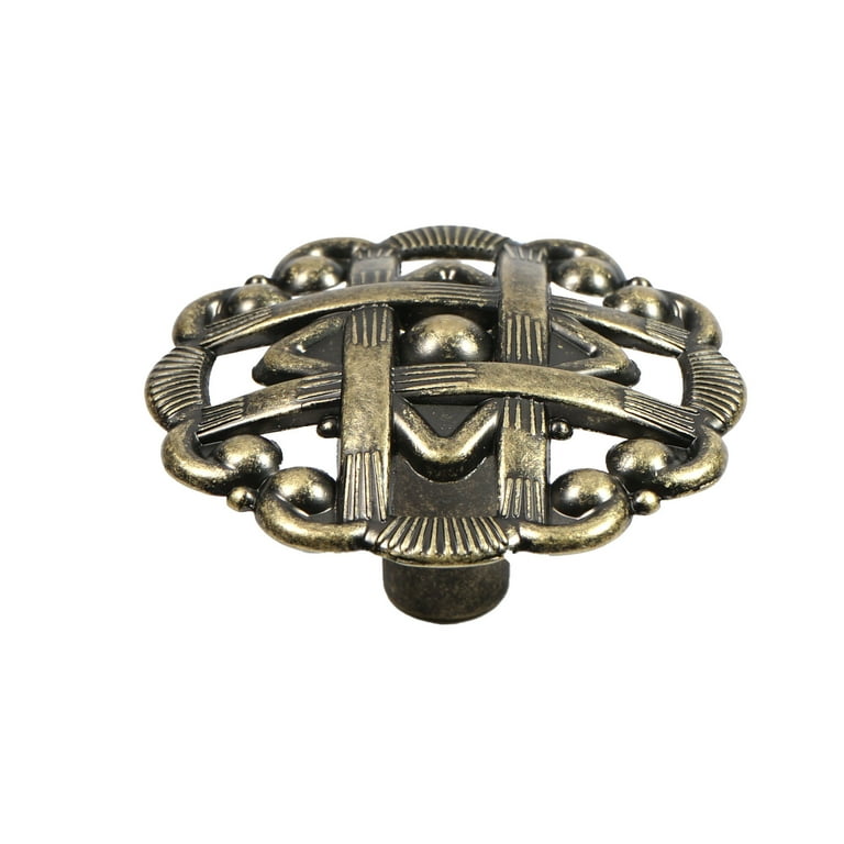 1-1/2 in. (38 mm) Antique Brass Weave Pattern Round Cabinet Knob 1-1/2 in. (38 mm) Antique Brass Weave Pattern Round Cabinet Knob