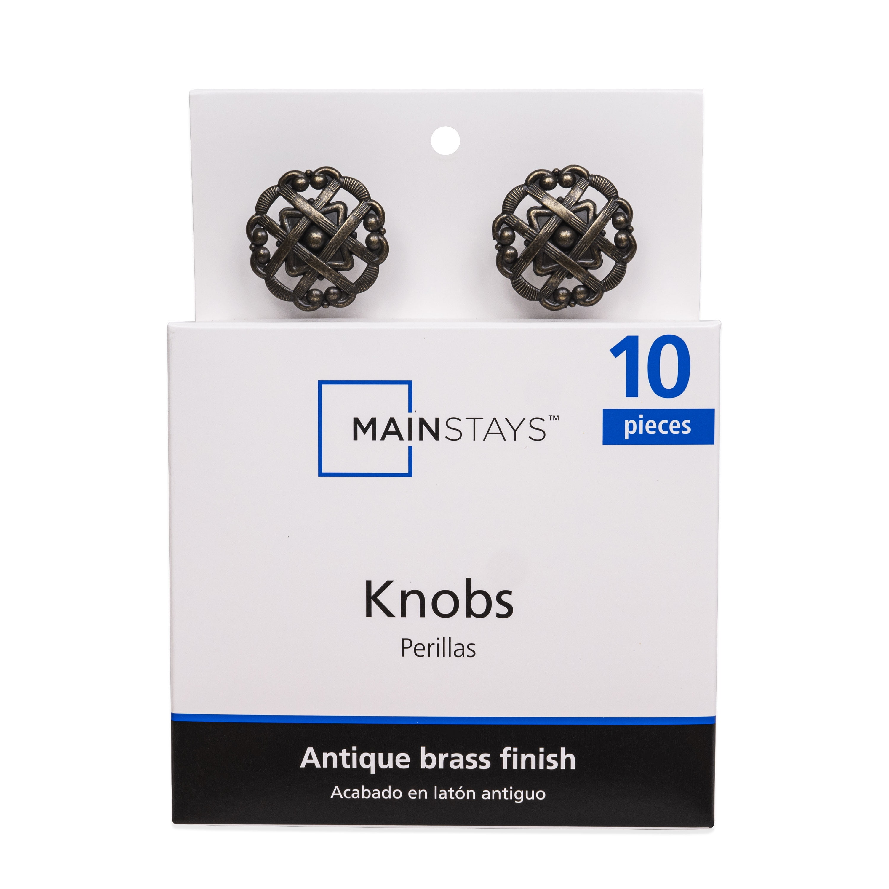 Mainstays 1-10/16" (41mm) Weave Cabinet Knob, Antique Brass, 10 Pack