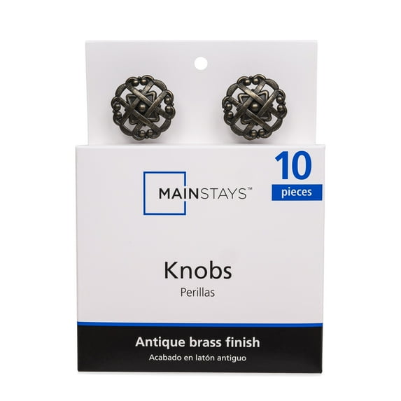 Mainstays 1-10/16" (41mm) Weave Cabinet Knob, Antique Brass, 10 Pack