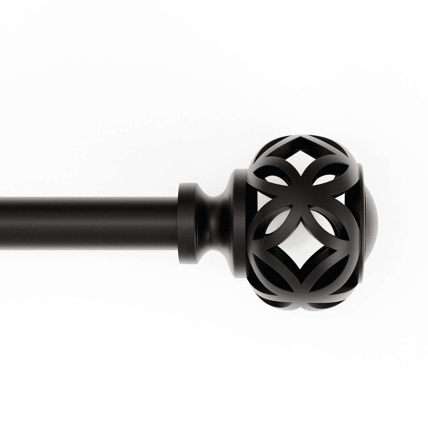 Mainstays Black Filigree Knob Single Curtain Rod Set, 1/2 in, 28 in-48 in