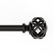 Mainstays 1/2 Black Filagree Knob Adjustable Single Curtain Rod Set, 28-48