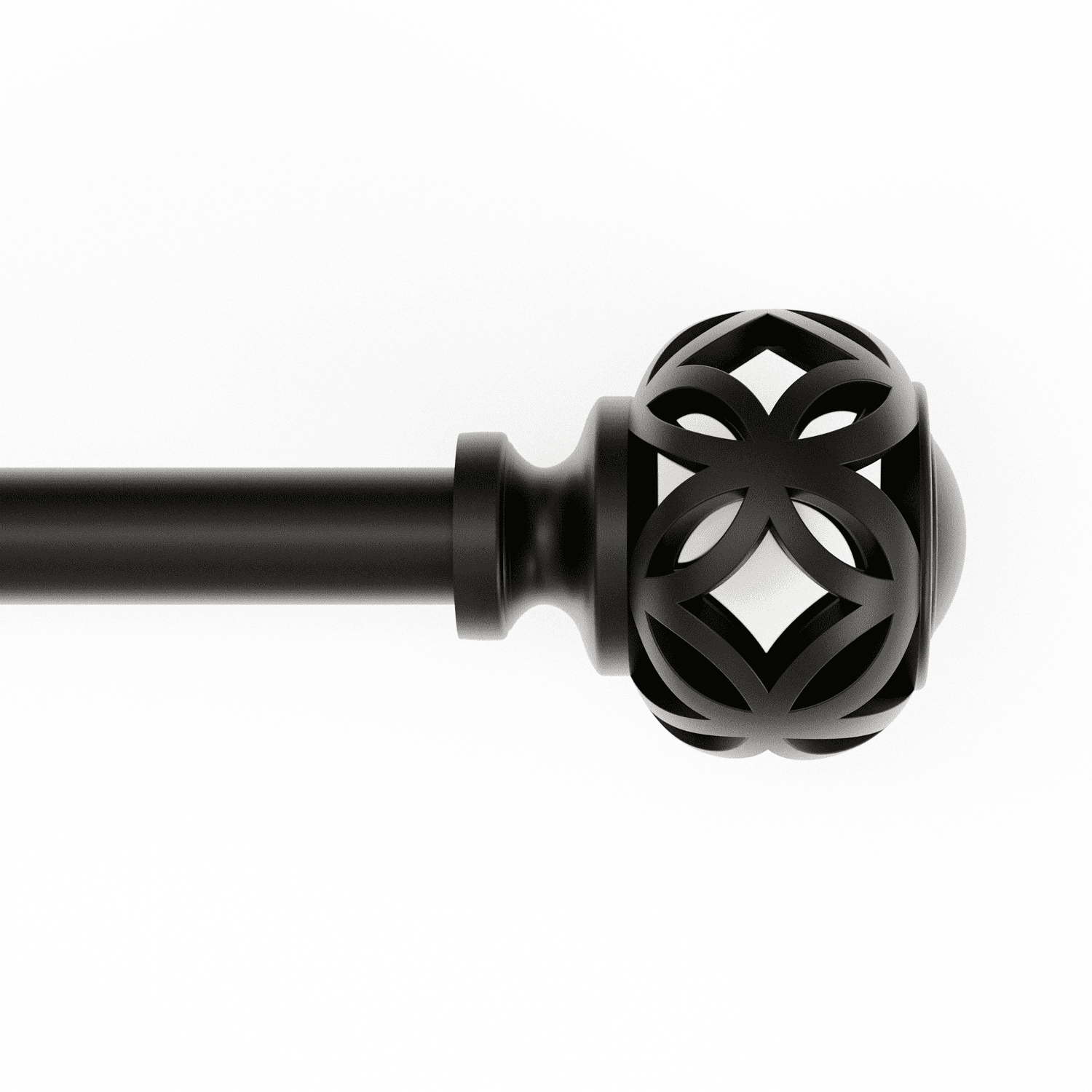 Mainstays 1/2" Black Filagree Knob Adjustable Single Curtain Rod Set, 48-84"