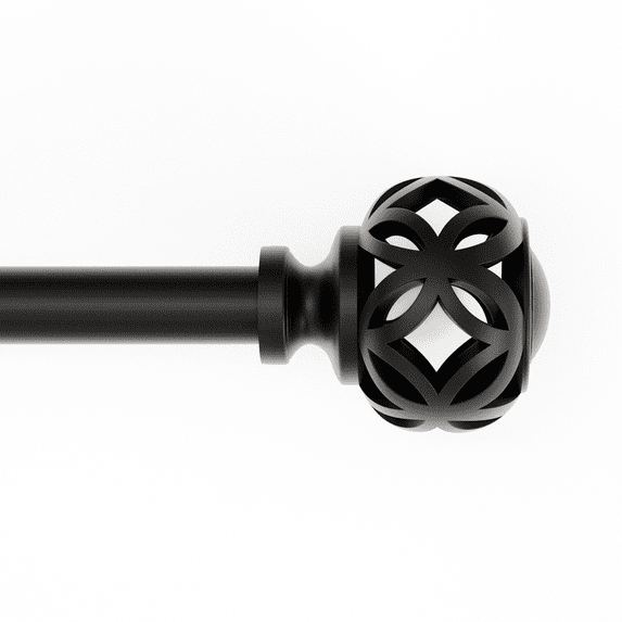 Mainstays 1/2 in Black Filigree Knob Adjustable Single Curtain Rod Set, 48 in to 84 in