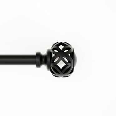 Mainstays 1/2" Black Cage Adjustable Single Curtain Rod Set, 48” to 84"