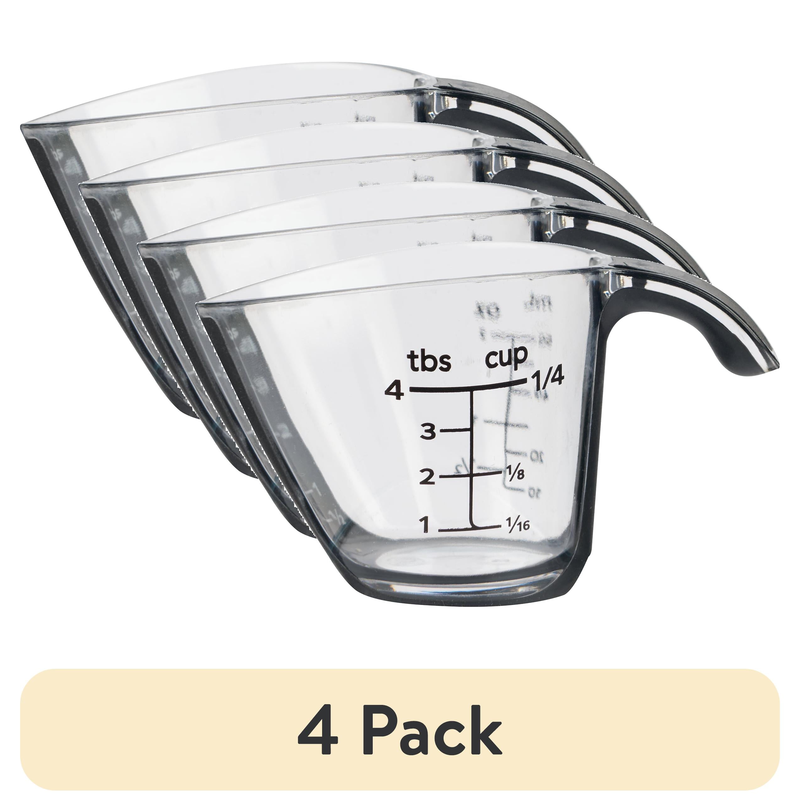 (4 pack) Mainstays 1/4C Plastic Mini Measuring Cup, Black/Transparent ...
