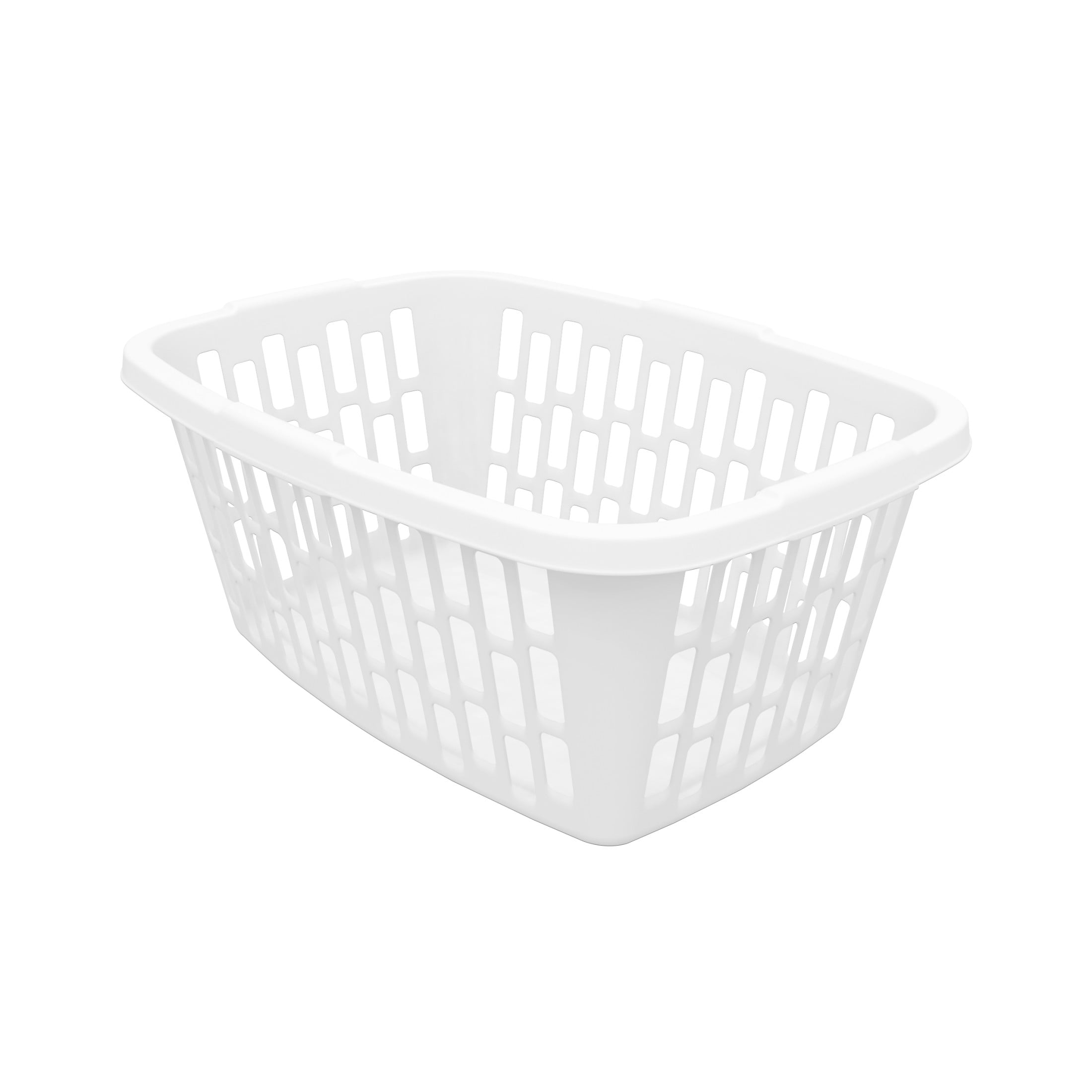 Mainstays 1.5 Bushel Rectangular Laundry Basket Plastic Adult, White