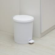 Mainstays 1.5 Gallon Round White Plastic Bathroom Step Trash Can