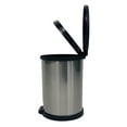 thumbnail interactive-video image 1 of Mainstays Bathroom Trash Can, 1.5 Gallon Small Plastic Step Garbage Bucket Bin with Lid, Silver, 1 of 24