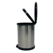 Mainstays Bathroom Trash Can, 1.5 Gallon Small Plastic Step Garbage Bucket Bin with Lid, Silver