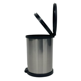 Mainstays Bathroom Trash Can, 1.5 Gallon Small Plastic Step Garbage Bucket Bin with Lid, Silver
