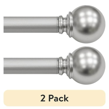(2 pack) Mainstays 1" Ball Single Curtain Rod, Nickel, 30-84"