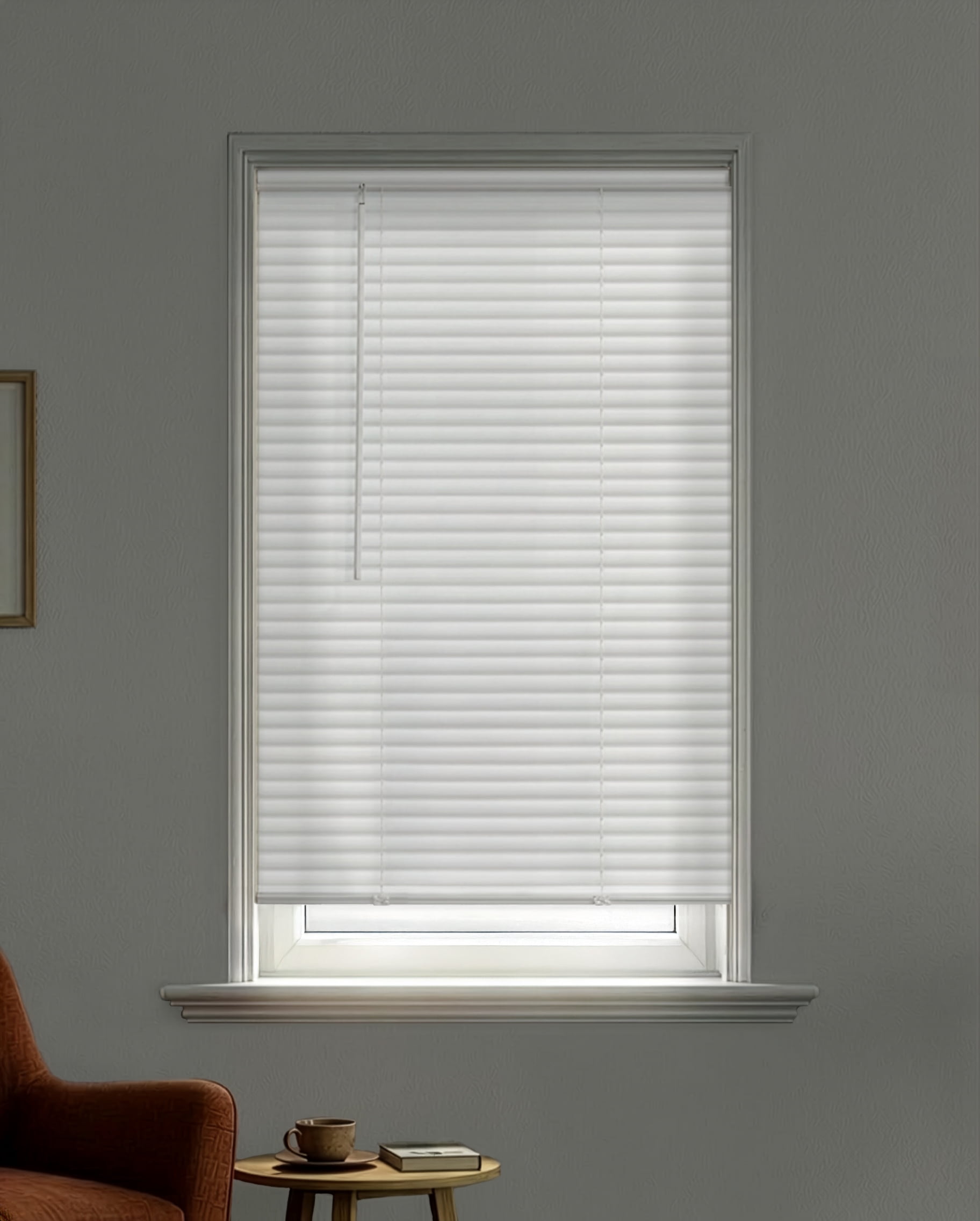Mainstays 1" Cordless Room Darkening Vinyl Blinds, White, 42"W x 64"L