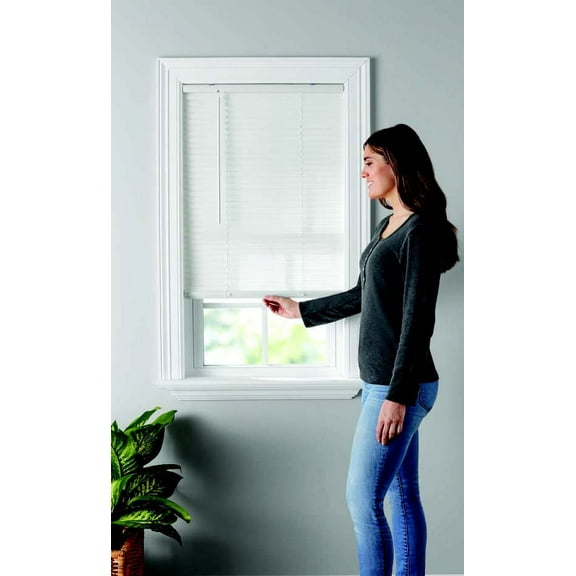 Mainstays 1" Cordless Vinyl Light Filtering Mini Blinds, 1-Piece, White, 35" W x 64" L