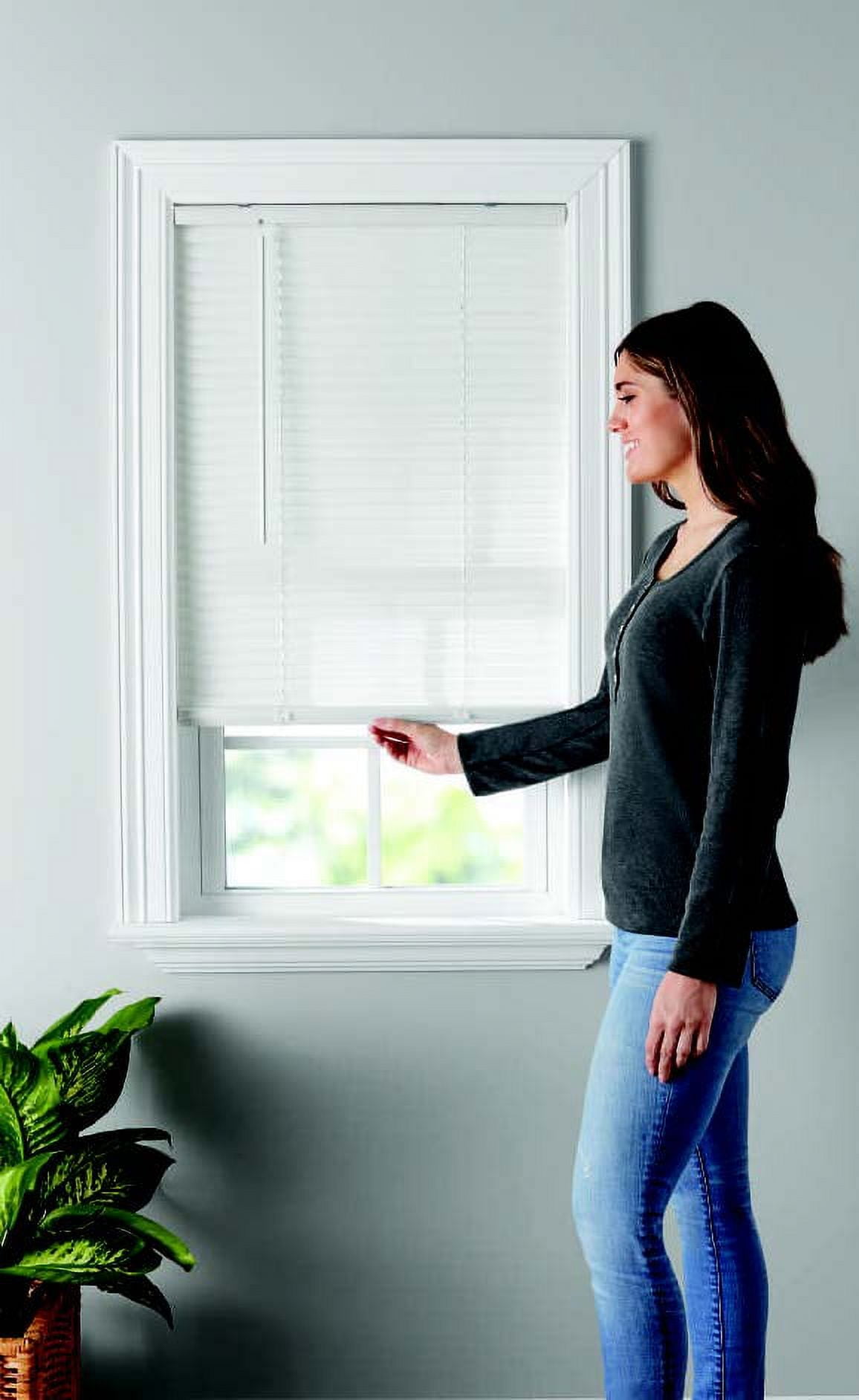 Mainstays 1" Cordless Vinyl Light Filtering Mini Blinds, 1-Piece, White, 43" W x 64" L