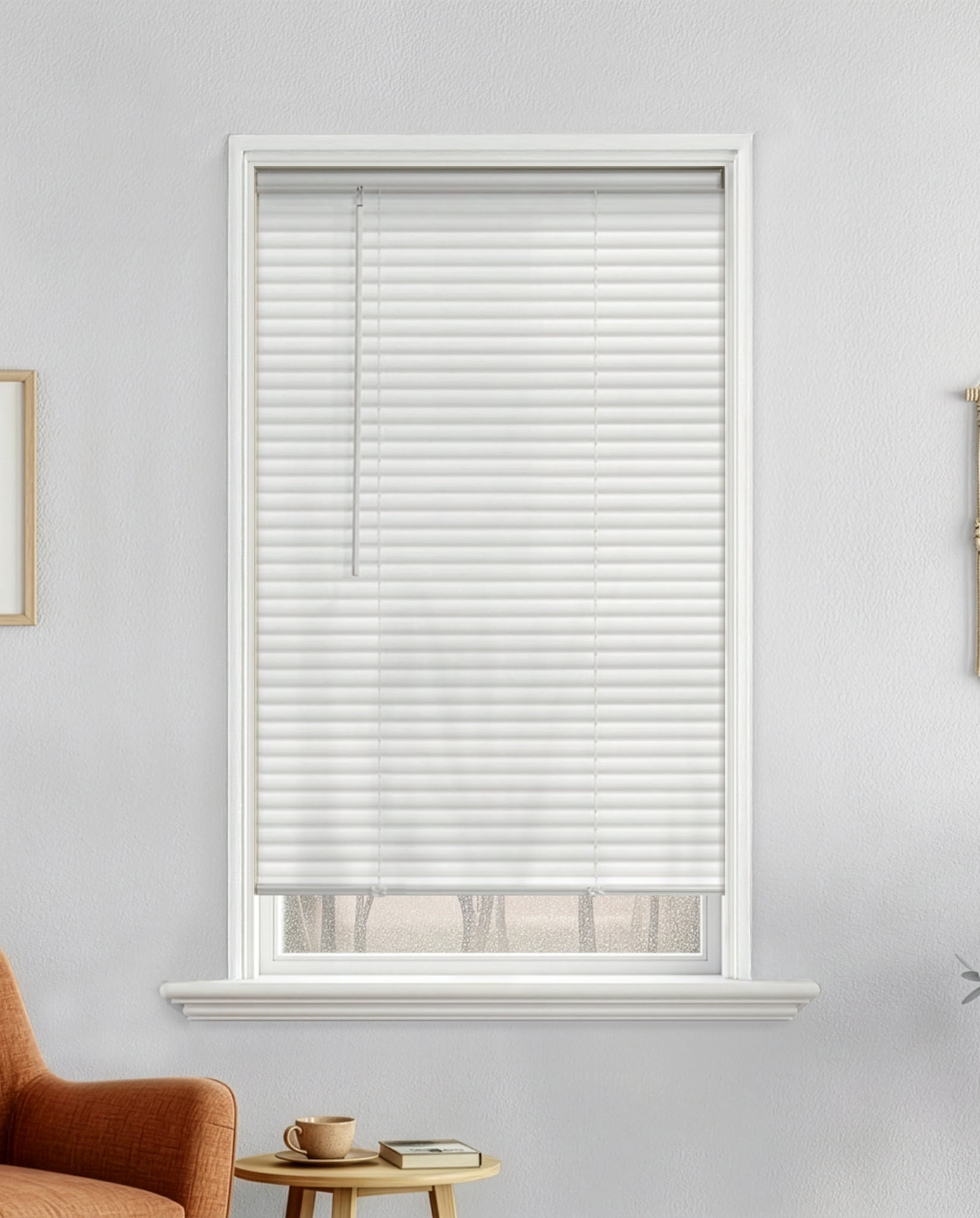 Mainstays 1" Cordless Vinyl Light Filtering Mini Blinds, White, 29" W x 64" L