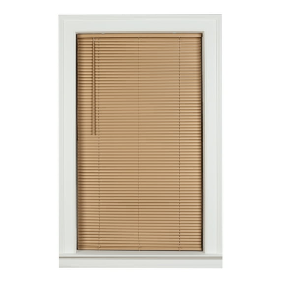 Mainstays 1" Cordless Vinyl Room Darkening Mini Blinds, Khaki, 29"W x 64"L