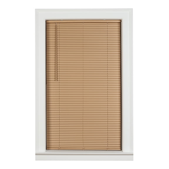 Mainstays 1" Cordless Vinyl Room Darkening Mini Blinds, Khaki, 58"W x 64"L