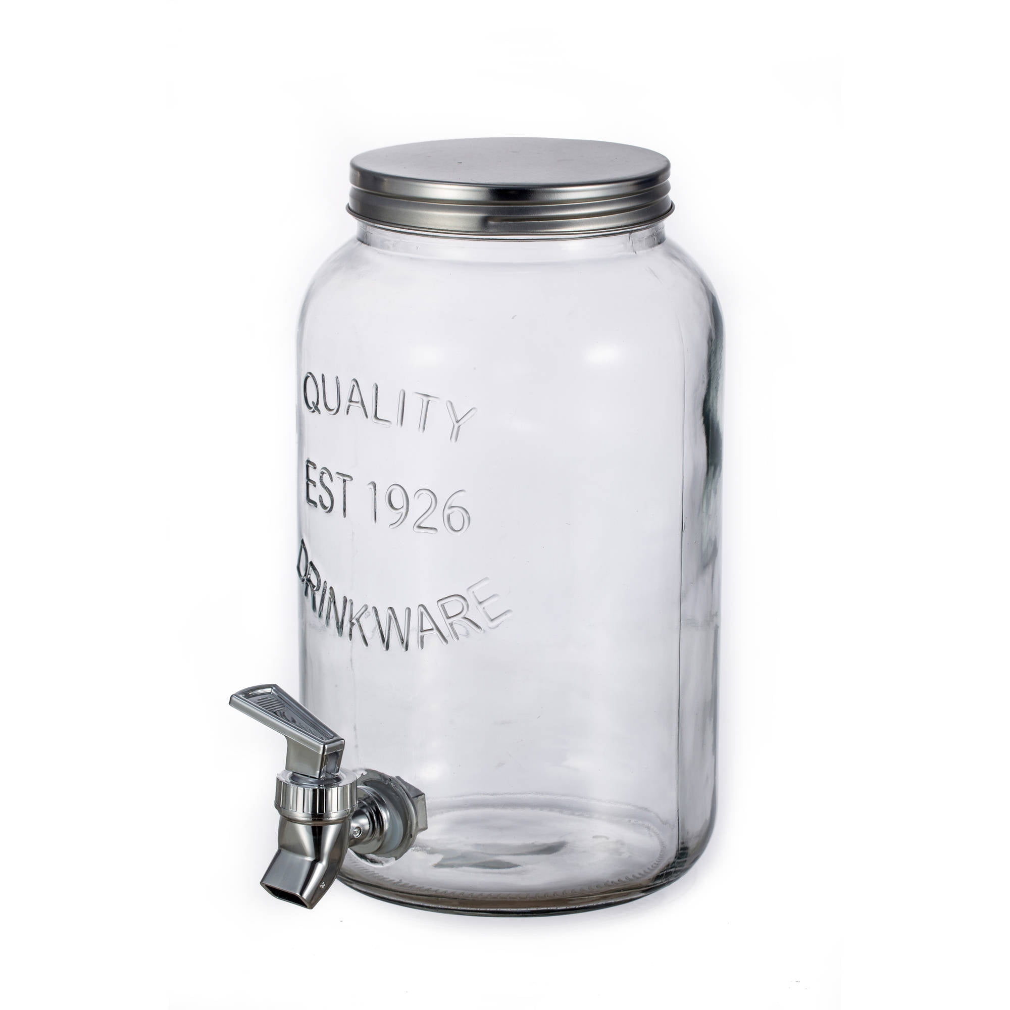 Glass Drink Dispenser, 1 Gallon, Silver, Set of 2 – kook