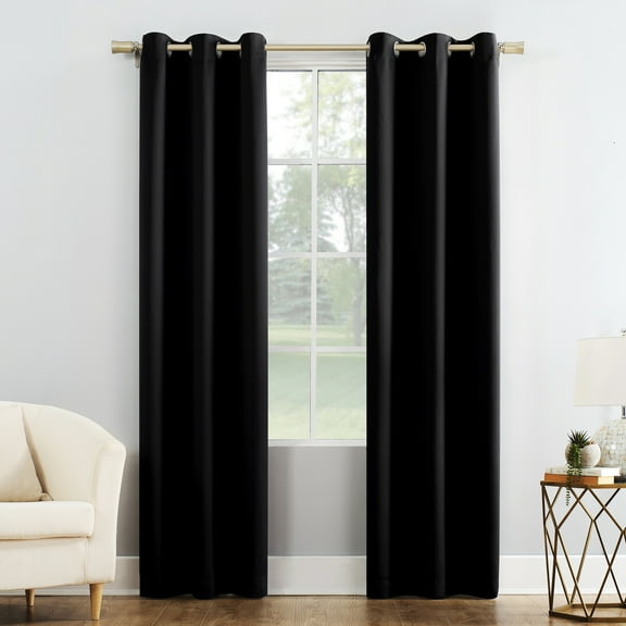 Mainstays Blackout Grommet Single Curtain Panel, 1 Panel, Black, 40"W x 84"L