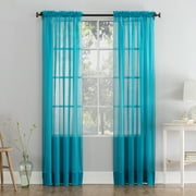 Mainstays 1 Piece Solid Print Sheer Curtain Panel, Turquoise, 59"W x108"L
