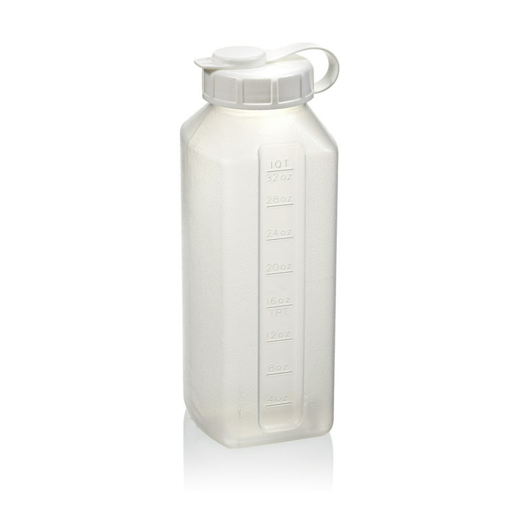 Mainstays 1 Quart Refrigerator Shaker Bottle, Mixer Container, Clear  Plastic, White Lid