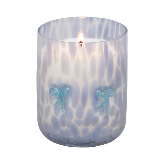 Mainstays Lavender Cloud 1-Wick Art Glass Scented Jar Candle, Bow, 8.5 oz