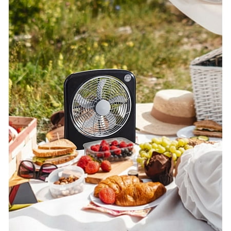 Mainstays 10'' 130 Degree Pivoting Grill Plastic Portable Box Fan - Black