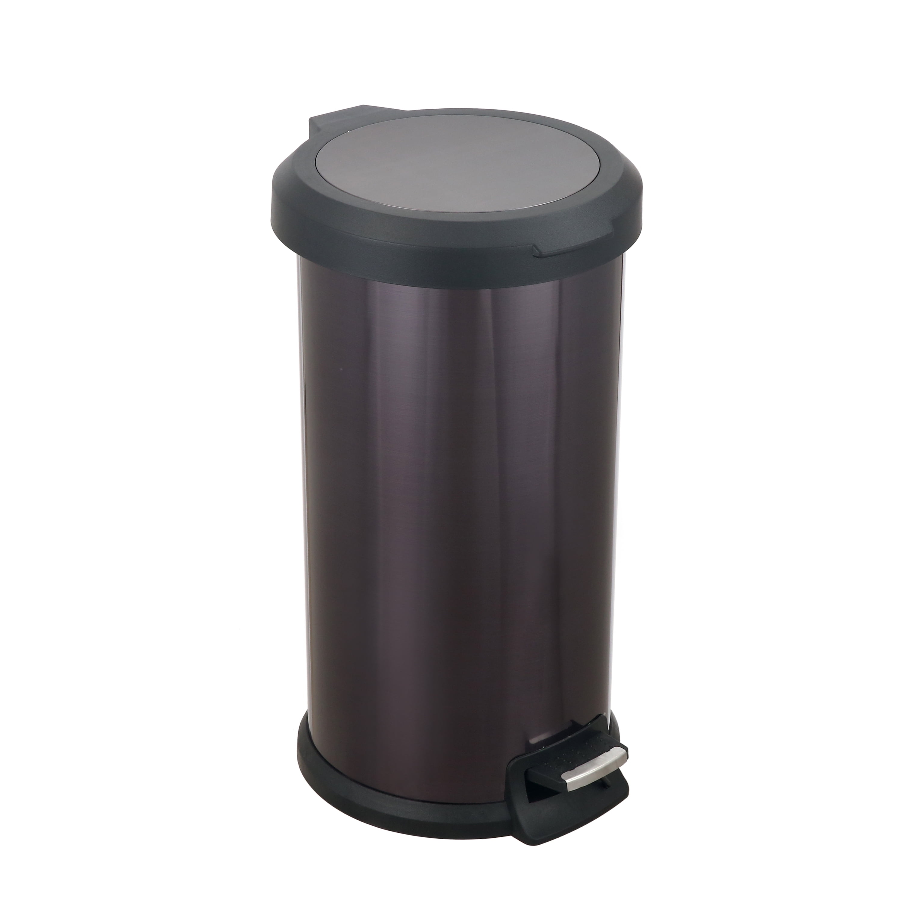 Mainstays 10.5 gal Black Stainless Steel Round Kitchen Garbage Can