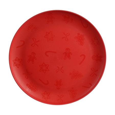 Mainstays 10.5 inch Round Plastic Etched Holiday Plate, Red