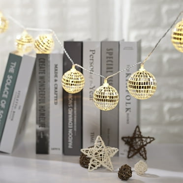 Mainstays 10-Count Battery-Operated Indoor Disco Ball Lights, with Warm White LED Lights