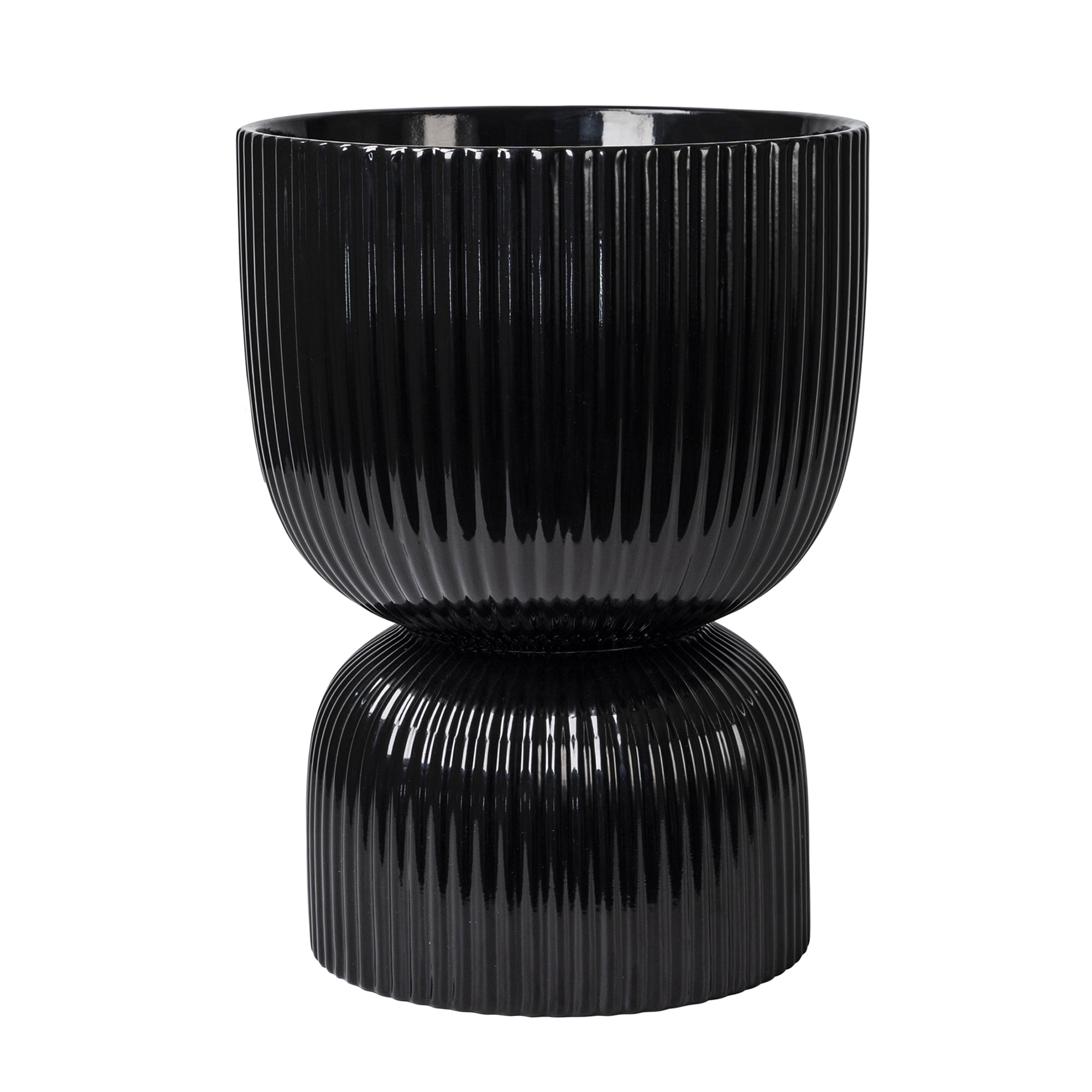 Mainstays Black Ceramic Fluted Planter 10”D x 13.5”H