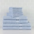 thumbnail image 1 of Mainstays 10 Piece 100% Cotton Towel Set, 2 Bath Sheets, 2 Bath 2 Hand and 4 Washcloths, Super Soft and Highly Absorbent Basic Solid Towel Set for Bathroom, Hotels, Spa and Gym – Blue, 1 of 7