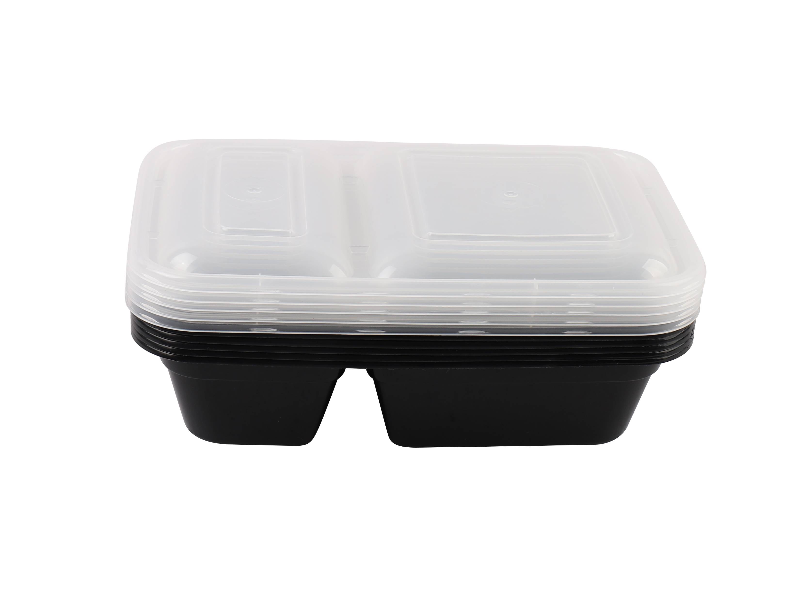 Mainstays 10 Piece 2 Compartment Meal Prep Food Storage Containers, Black 