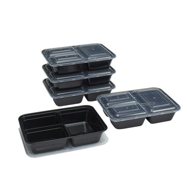 Mainstays 10 Piece 3 Compartment Meal Prep Food Storage Containers, Black