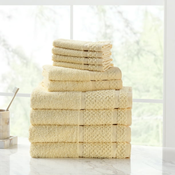 Mainstays 10 Piece Bath Towel Set with Upgraded Softness & Durability