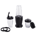 thumbnail image 1 of Mainstays 10-Piece Blender Set, Black, 300W, with 3 Jars (10oz, 16oz, 18oz), 2 Drinking Lids, Stainless Steel Blade, 1 of 8
