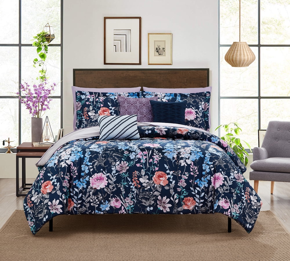 Mainstays 10-Piece Floral Elegance Bed in a Bag, King