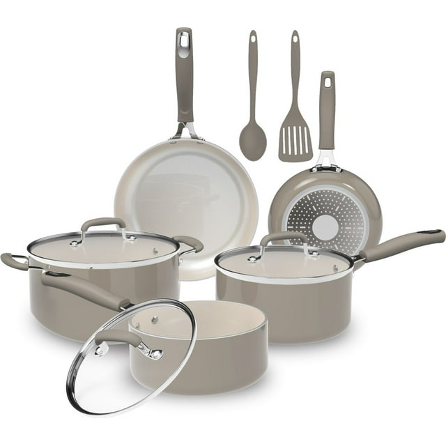 Mainstays 10-Piece Heavy Gauge Ceramic Cookware Set