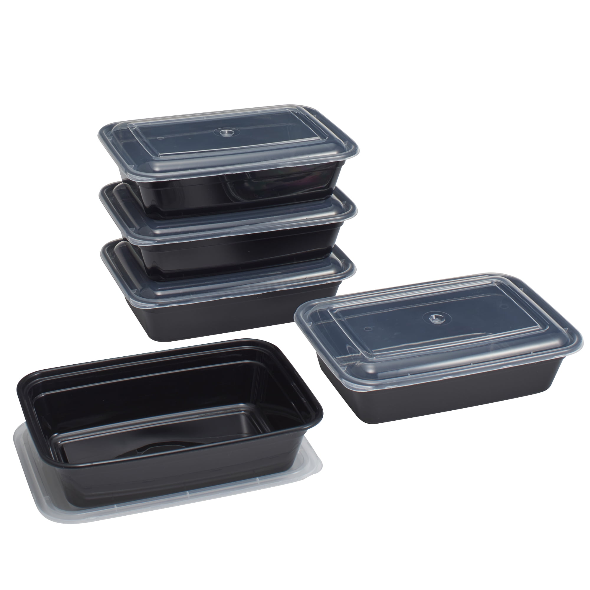 Mainstays 10 Piece Meal Prep Food Storage Containers, Black 