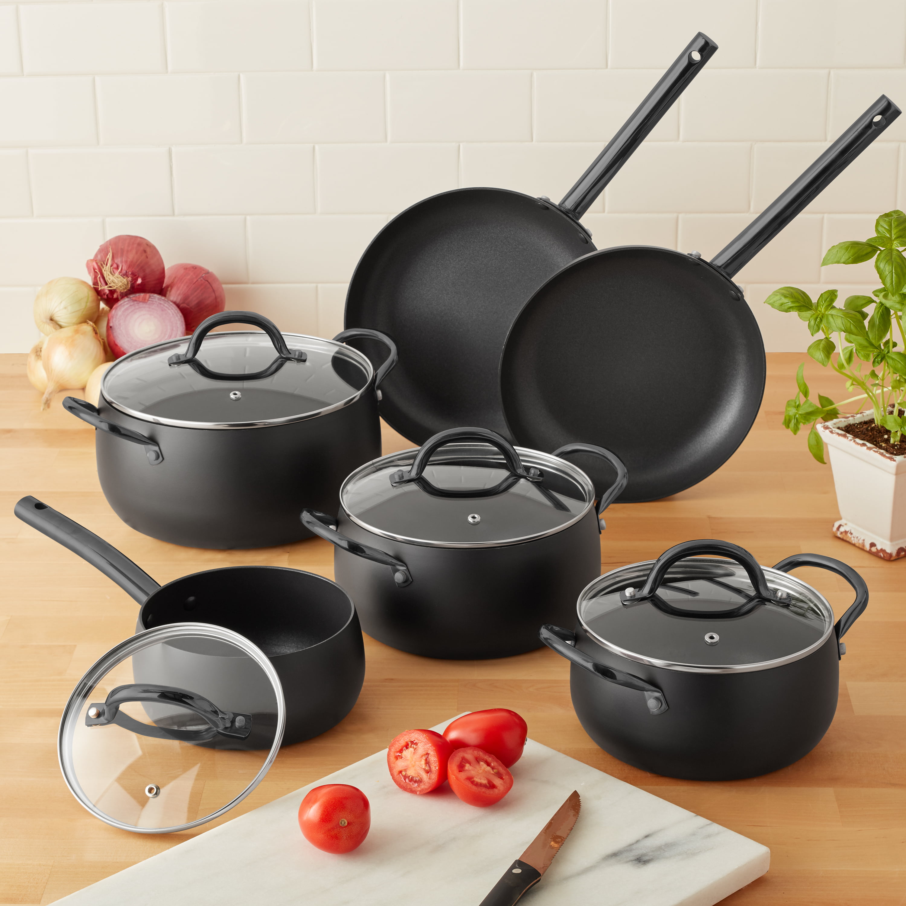 MAISON ARTS Induction Cookware Set - 10 Piece Nonstick Pots and Pans with  Detachable Handle, Black Granite Cooking Set, Ideal for Camping and RVs -  Yahoo Shopping