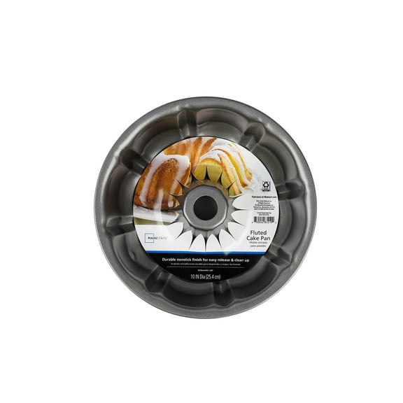 Mainstays 10" Round Nonstick Carbon Steel Fluted Cake Pan, Gray