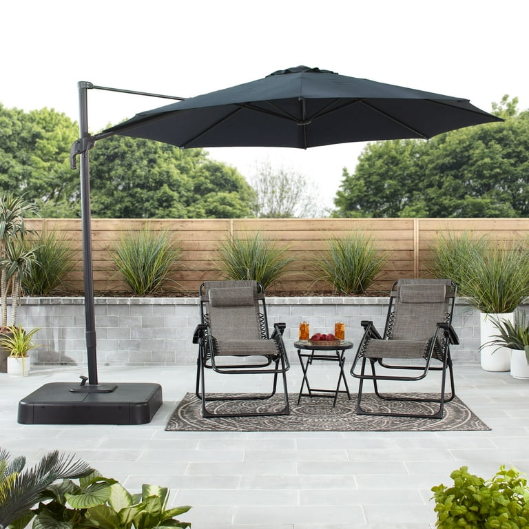 Mainstays 10 Round Offset Tilt Patio Umbrella and Base Black