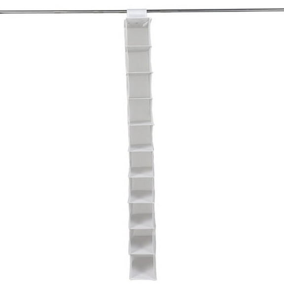 Mainstays 10 Shelf Hanging Shoe Organizer, Non Woven, Arctic White, Adult and Child