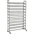 Mainstays 10Tier Rolling Shoe Rack, Silver Finish, up to 30 Pair of Shoes